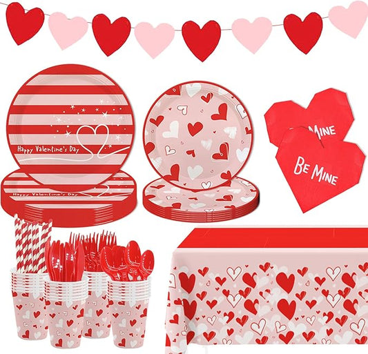 194Pcs Valentine's Day Party Decorations Valentines Day Plates and