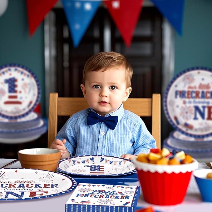 96Pcs 4th of July 1st Birthday Party Supplies First Birthday Plates