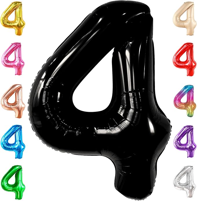 KatchOn, Black Number 4 Balloons - Giant, 40 Inch | Black 4 Balloon