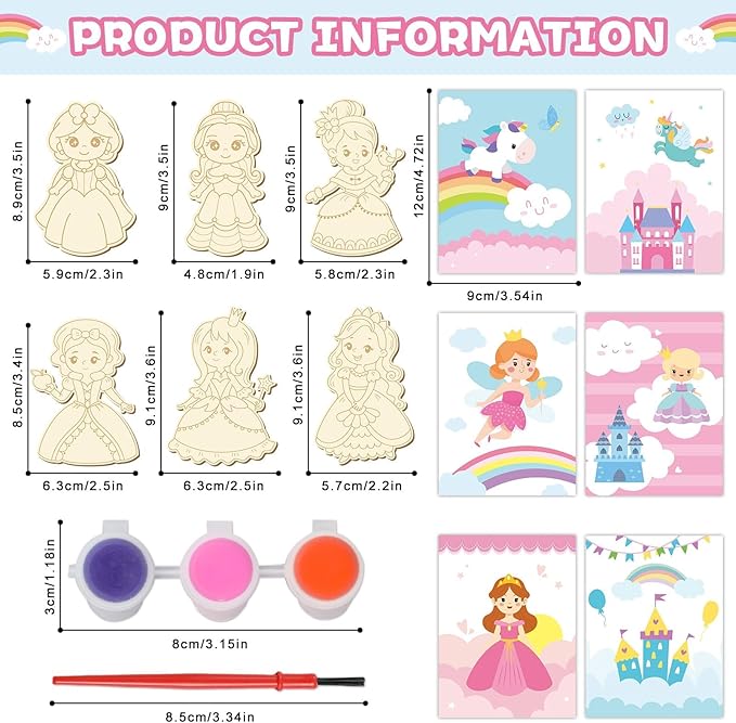 24Pcs Princess Party Favors Birthday Supplies Decorations-Cards with
