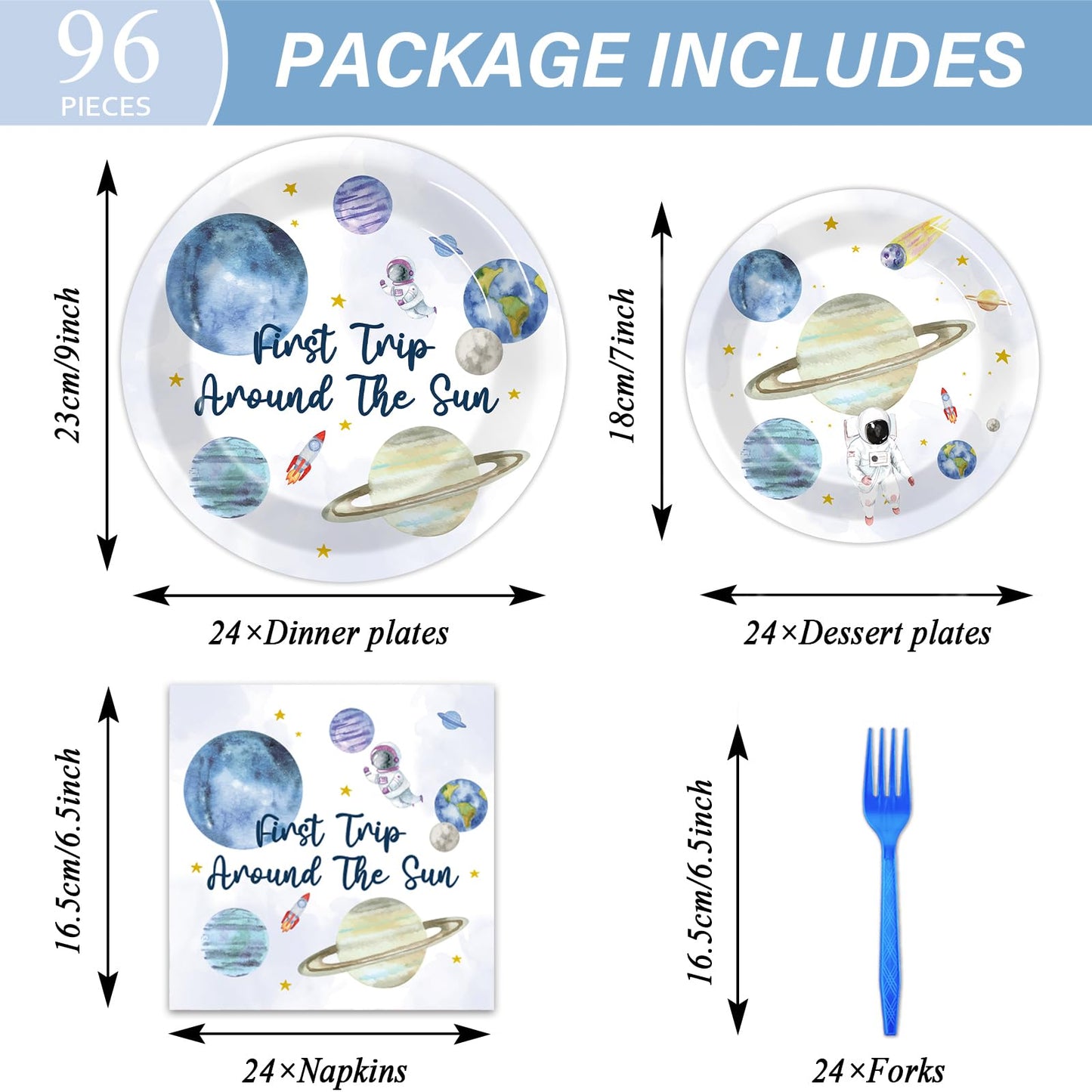 96 PCS First Trip Around The Sun Birthday Party Decorations Outer