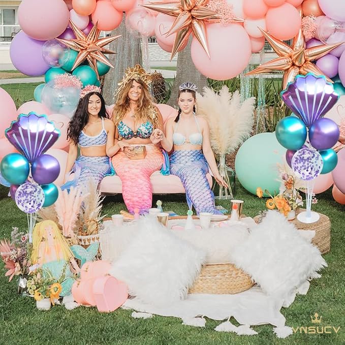 Mermaid Table Centerpiece Balloons Stand Kit 2 Sets with 2 Sea