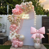 Double Stuffed Pearl White and Pink Balloon Arch Garland Kit, Pearl