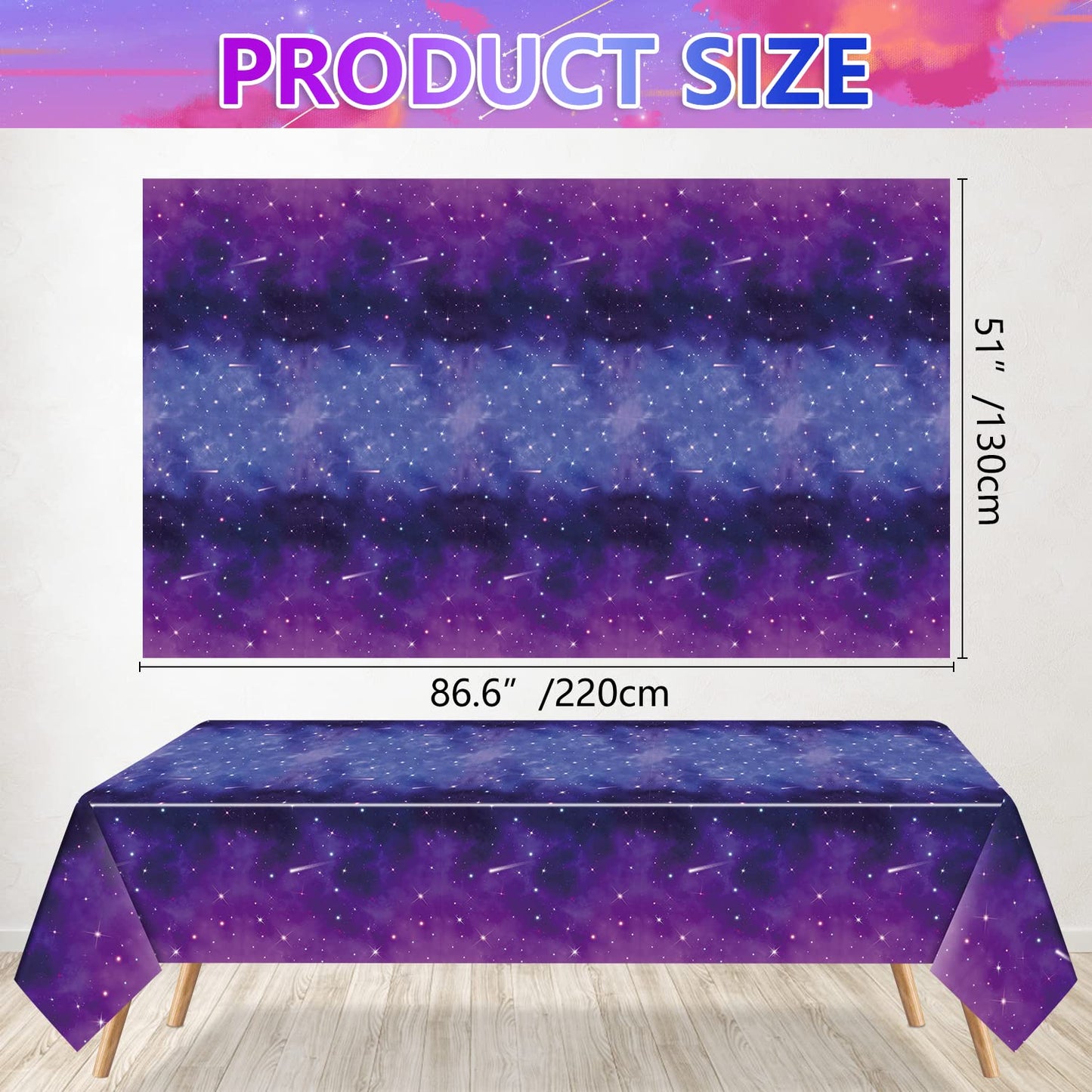 QUERICKY 4 Pack Space Galaxy Party Tablecloths, Starry Night
