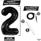 KatchOn Giant Black Number 2 Balloon - 40 Inch | Black 2 Balloon