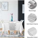 8Pack Disposable Plastic Tablecloths and Satin Table Runner Set White