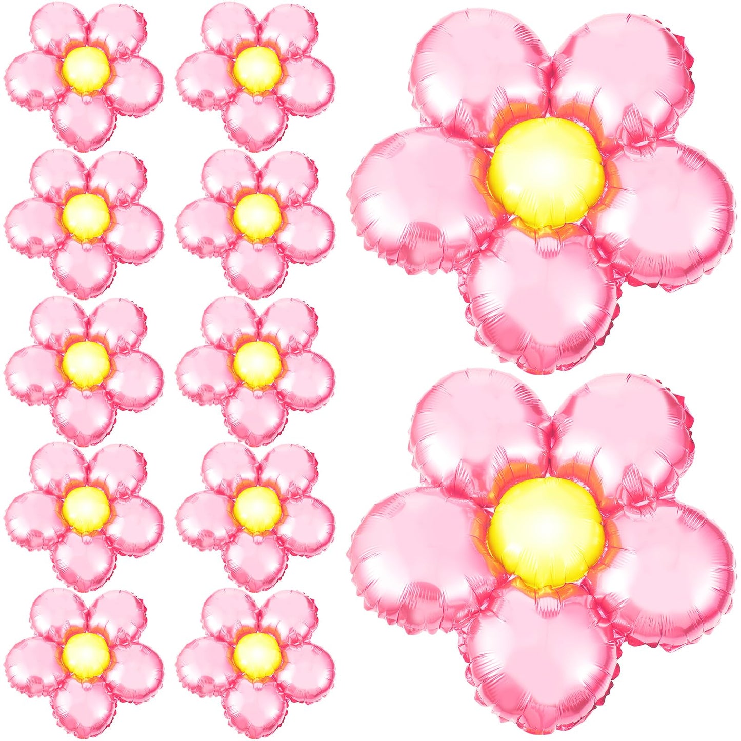 Charnoel 12 Pcs Light Pink Flower Balloon Huge Aluminum Foil Pastel