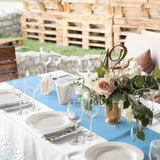 MASHAN 3Pcs White and Light Blue Tablecloth Party Decorations,Plastic