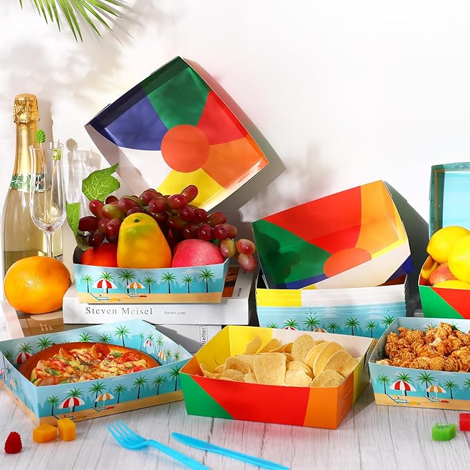 36 Pack Beach Party Supplies Large 5 lb Beach Pool Plates Trays
