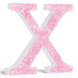 Qunclay Pink Crystal Diamond Letter Wall Decor, Glitter Wooden Bling