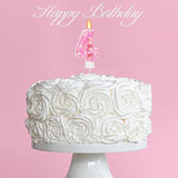Pink Birthday Candles - Number 4 Candle for Birthday Girl, Butterfly