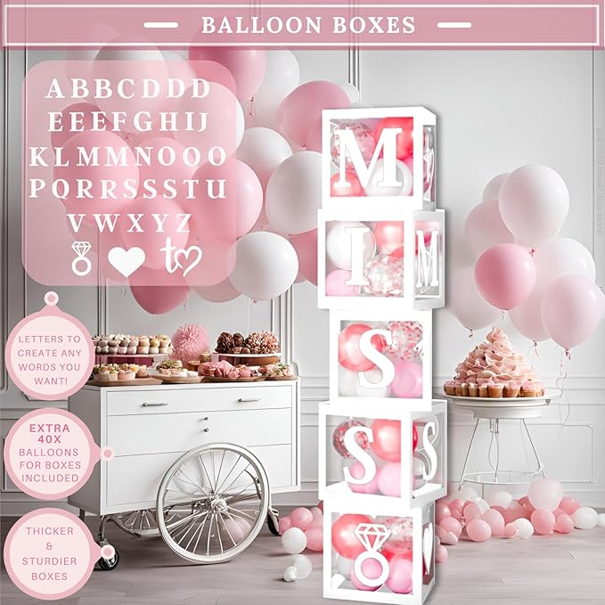 188 pc Pink Bridal Shower Decorations Includes Balloon Arch & Boxes