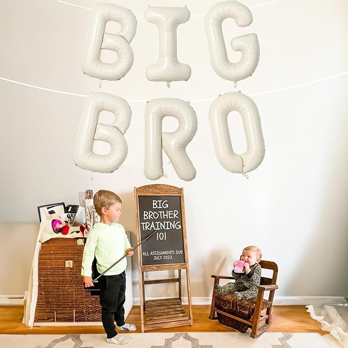 40 Inch Beige Big Bro Balloons Letter, Large Cream White Sand Big Bro