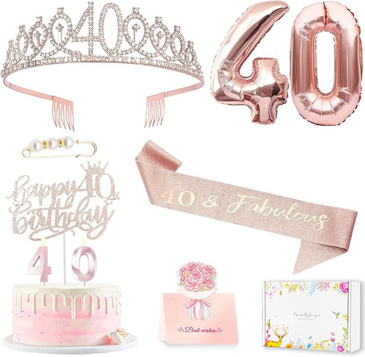 40th Birthday Gifts Decorations for Women Including 40th Happy
