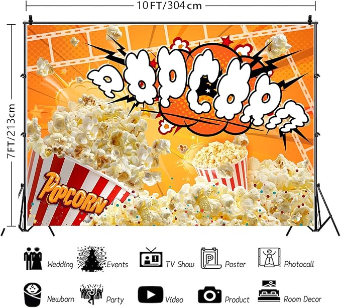 Popcorn Backdrop Movie Night Photography Background Carnival Cinema
