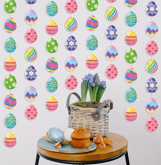 8 Pieces Easter Egg Hanging Decorations Happy Easter Spring