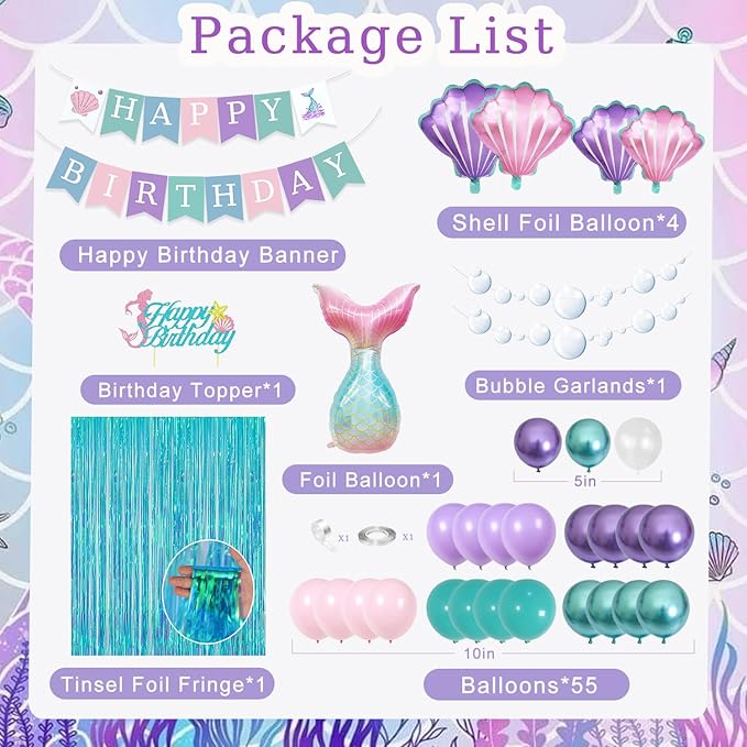 Mermaid Birthday Decorations Birthday Decorations for Girls Women