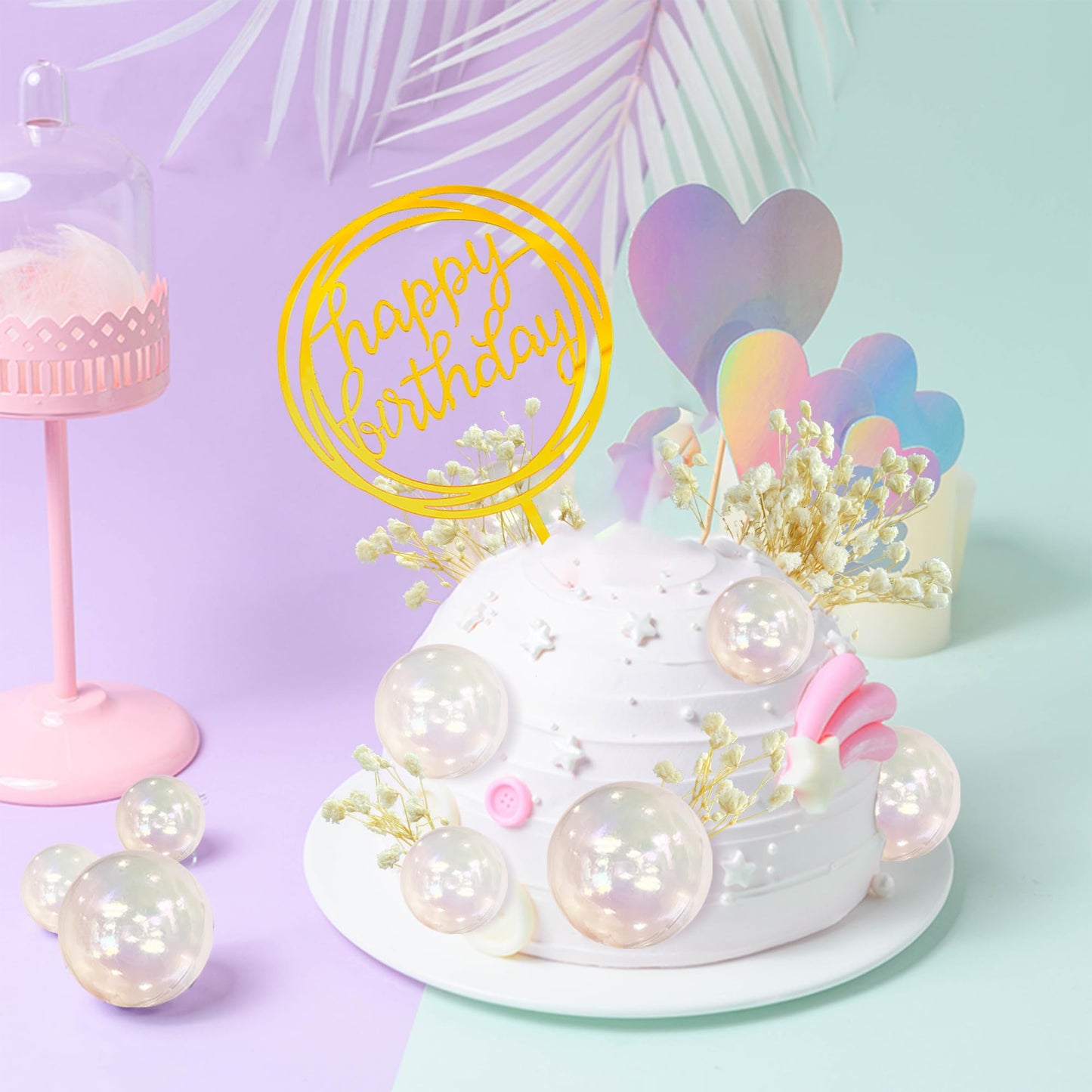 30 PCS Mini Balls Cake Topper DIY Cake Insert Topper Acrylic Cake