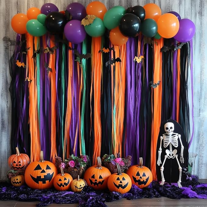 Captain Décor 8 Halloween Streamers, 656ft Pack of 8 Crepe Paper