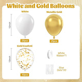 60pcs Gold and White Balloons 12inch, White and Gold Balloons with