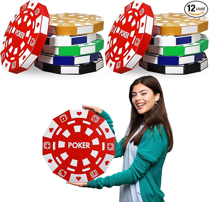 Giant Casino Decorations 15.7 Inch Large Paper Poker Chips Favor #3