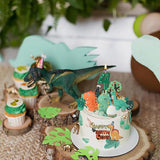 Dinosaur 1st Birthday Cake Decor Set 27PCS Baby Boy Cake Topper Kit