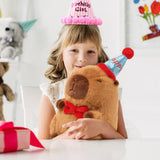 Ditucu Cute Capybara Plush with Happy Hat Red Bow Soft Capybara