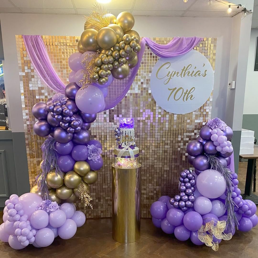 Purple Balloon Garland Arch Kit, 162pcs Dark Purple Lavender Light