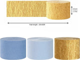 Light-Dusty Blue Gold Party-Decorations Streamers - 9 Rolls Birthday