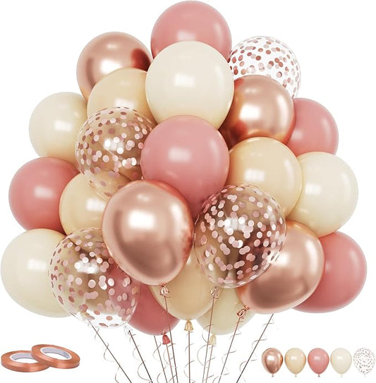 Funhot Retro Blush Pink Balloons Set, 60PCS Dusty Pink Birthday