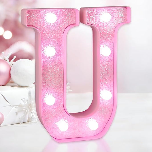 Pink Light Up Letters, LED Marquee Letters for Table, Small Glitter #2