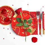Valentine's Day Party Supplies Red Heart Love Disposable Paper