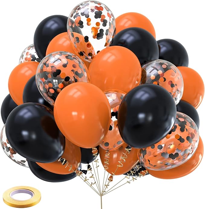 Halloween Balloons Orange Black Decorations Kelfara 60Pcs 12inch