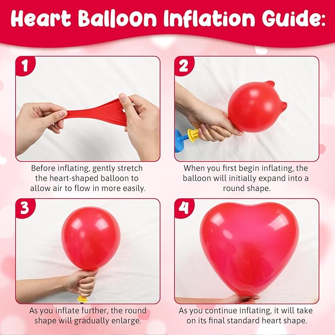 Valentines Day Balloon Arch Garland Kit Red Pink White Heart Shaped
