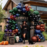 Halloween Balloon Arch Double Stuffed Dark Green Navy Blue Burgundy