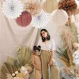 Boho Baby Shower Party Decorations Streamers Lanterns 14pcs White