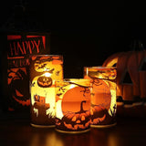Halloween Flameless Candles with Remote Pumpkin Spider Web Decal and