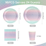96Pcs Mermaid Plates Party Supplies Kpop Paper Plates and Napkins