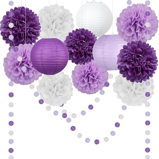 14 Pcs Purple Birthday Decorations for Women - Lavender & Lilac
