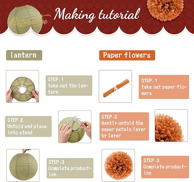 Fall Wedding Decorations 12 PCS Orange Maple Leaf Paper Lanterns