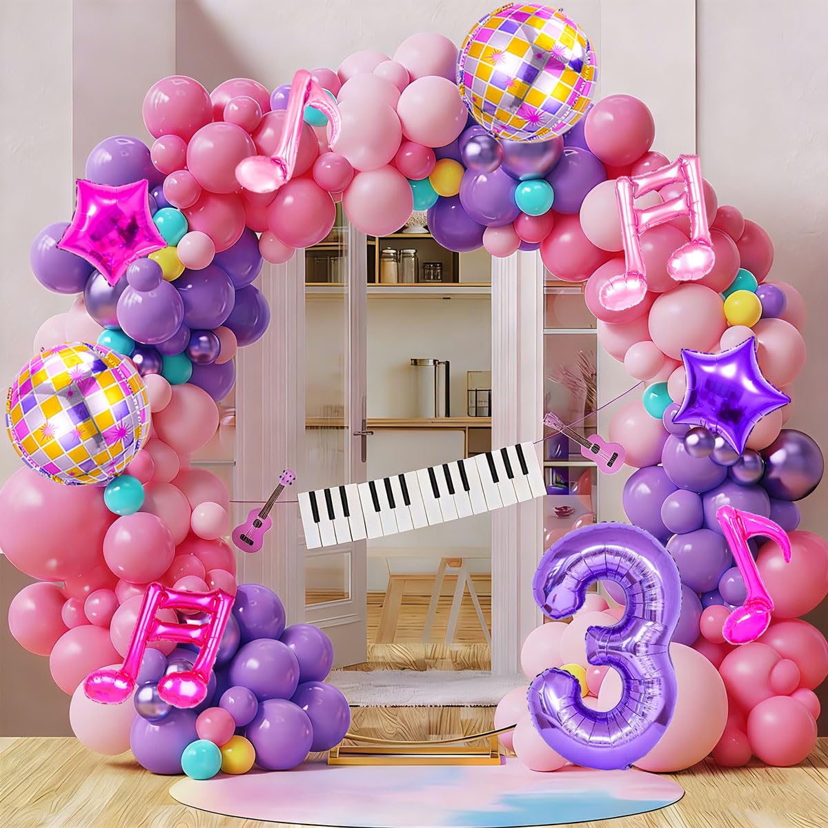9Pcs Kpop Birthday Decorations - Kpop Music Balloons Hot Pink Mus 3