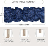 Snowkingdom 6PCS 10Ft Navy Blue Cheesecloth Table Runner, 120inch