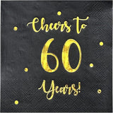 Cheers to 60 Years Cocktail Napkins | Happy 60th Birthday Decorations
