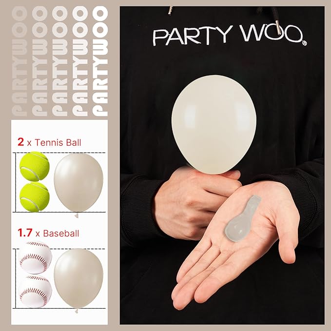 PartyWoo White Sand Balloons 100pcs 5 Inch Off White Beige Cream