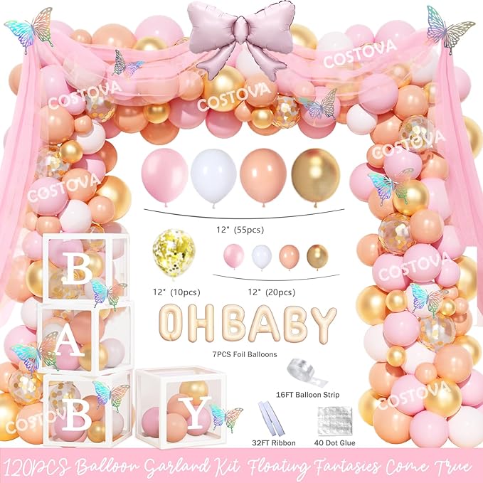 Royal Princess Baby Shower Decorations 138 PCs Baby Princess Party