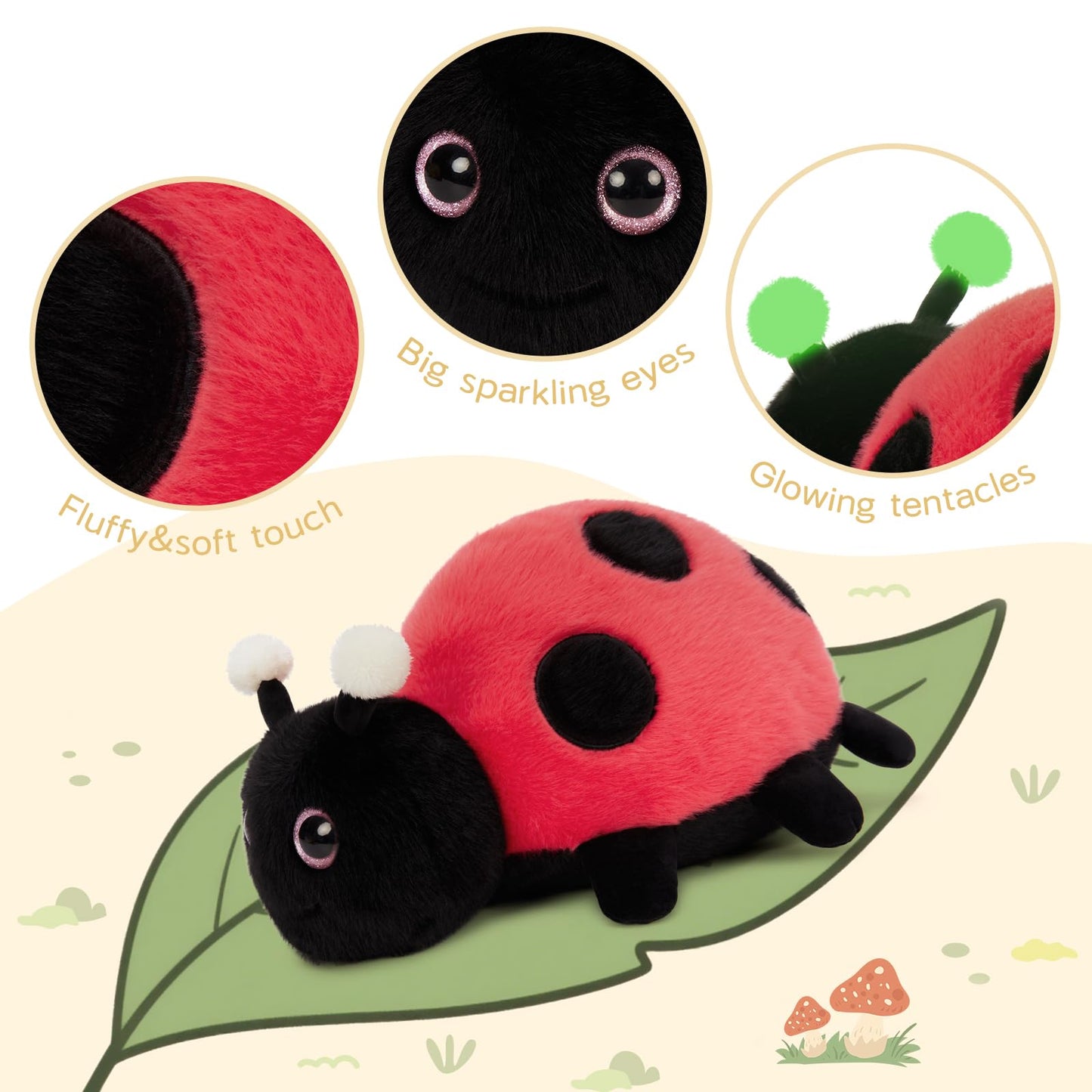 MaoGoLan 4Pcs Ladybug Stuffed Animal,Kawai Mother Ladybird Plush Toys