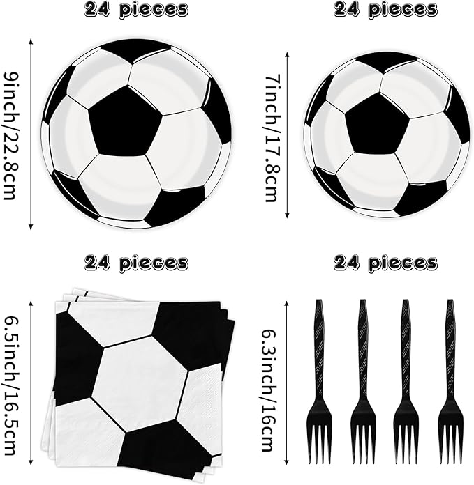 96 Pcs Soccer Plates and Napkins Soccer Party Supplies for Birthday