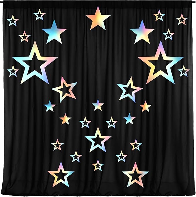 60 Pcs Large Iridescent Star Cutouts Paper Decorations 3 Sizes 6"