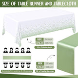 Breling 24 Pack White and Sage Green Disposable Plastic Tablecloths