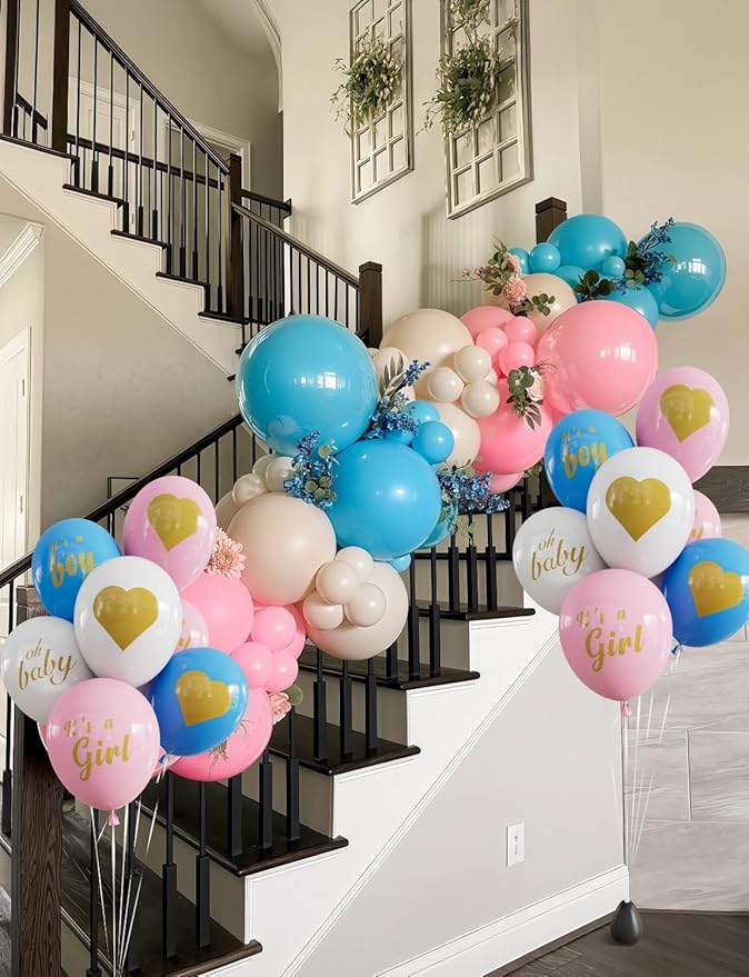 Gender Reveal Balloons - Pink and Blue Balloons 12 Inch Boy or Girl